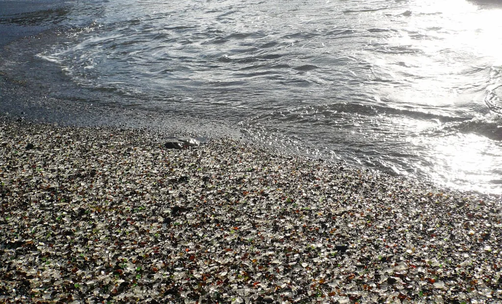Sea glass, aka mermaid tears, on Glass Beach near Fort Bragg, California.